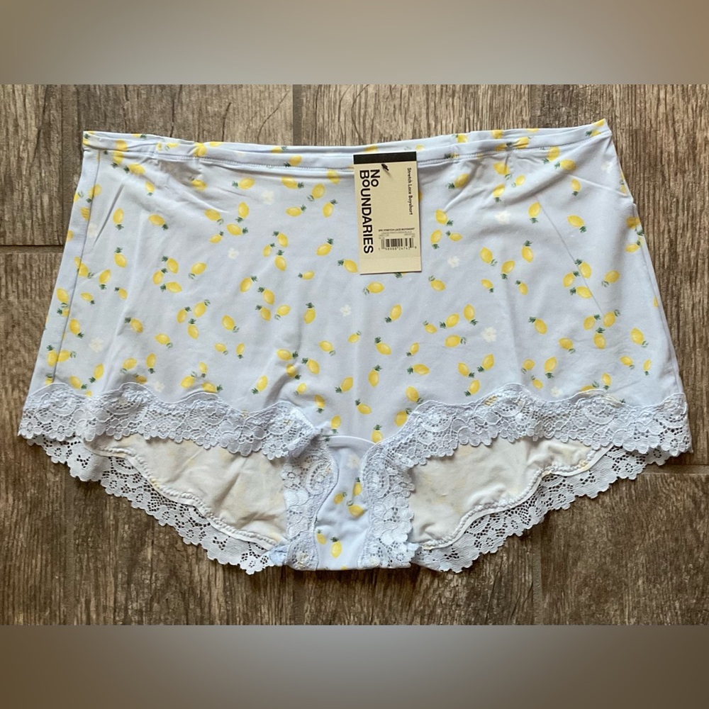 New Nobo, No Boundaries lace trim boyshort panties You pick size Blue Floral